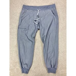 FIGS Zamora Jogger Scrub Cargo Pants Womens XL/P Gray Drawstring Stretch Pull On